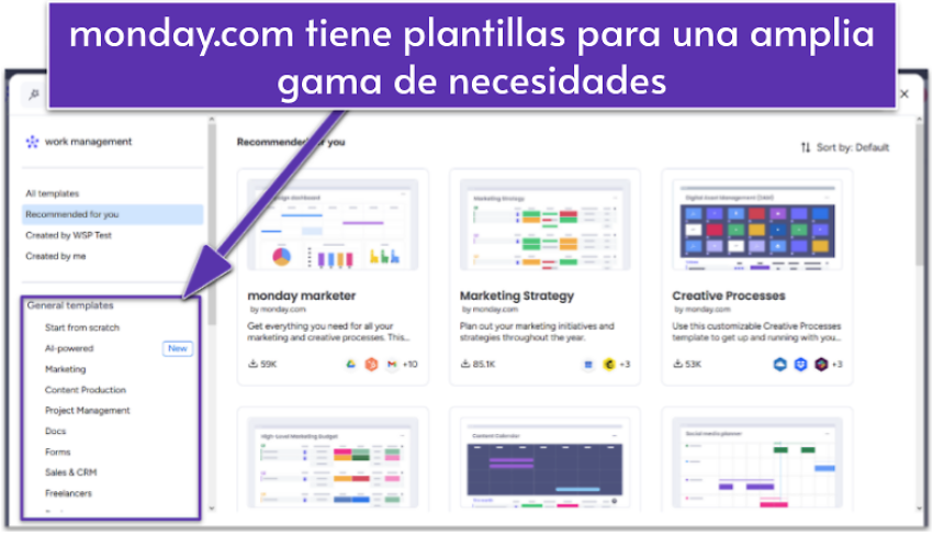 monday tiene plantillas para una amplia gama de necesidades1