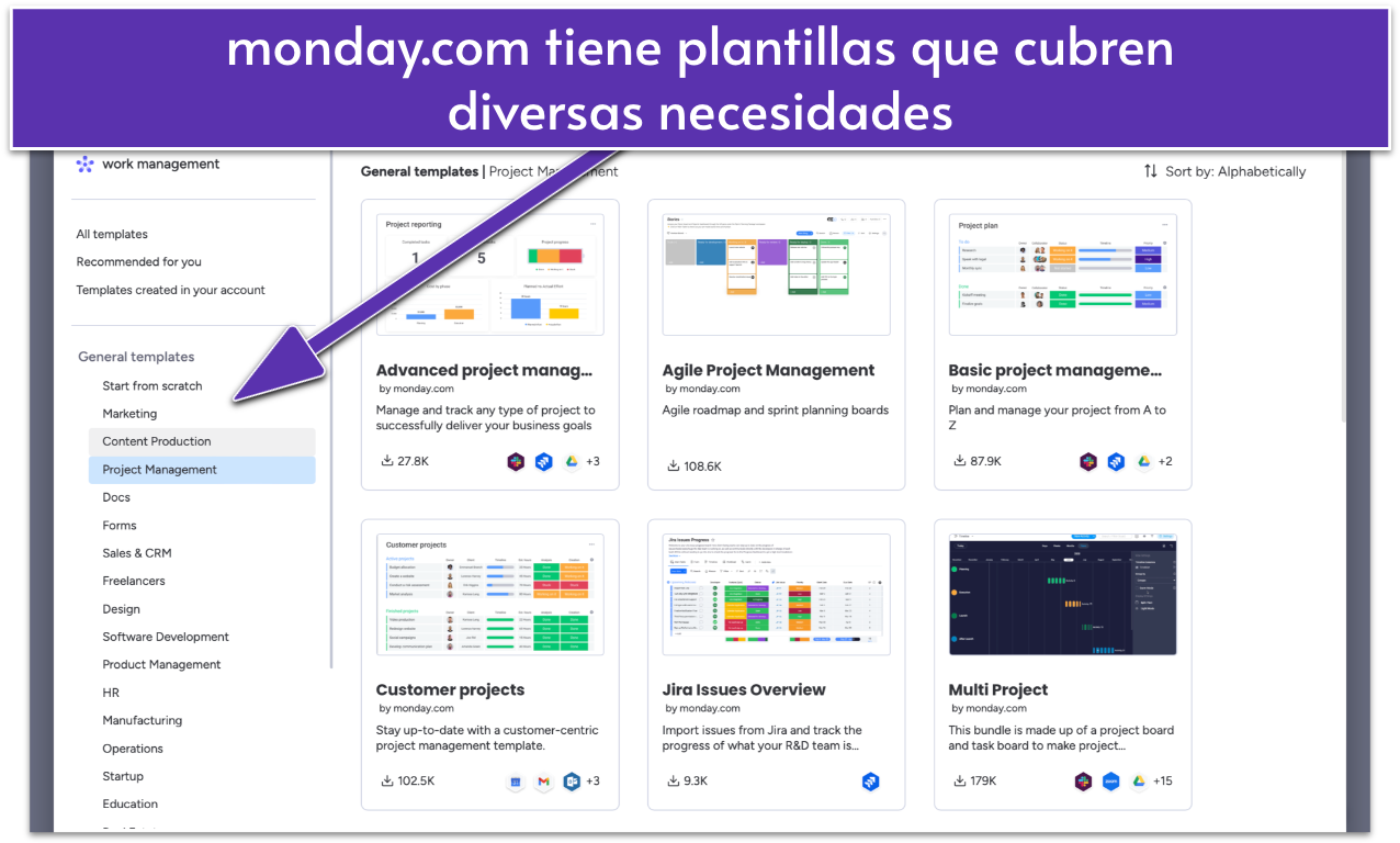 monday.com template library