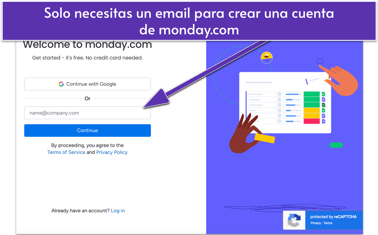 monday.com sign up form