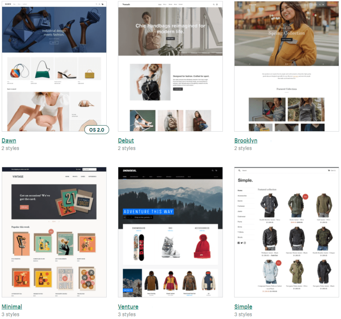 shopify's-themes-sample