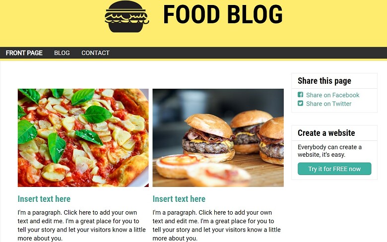 SimpleSite Food Template