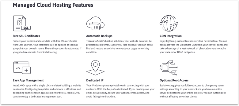 ScalaHosting Managed Cloud Features