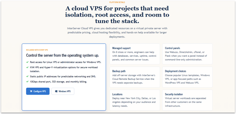 InterServer VPS features