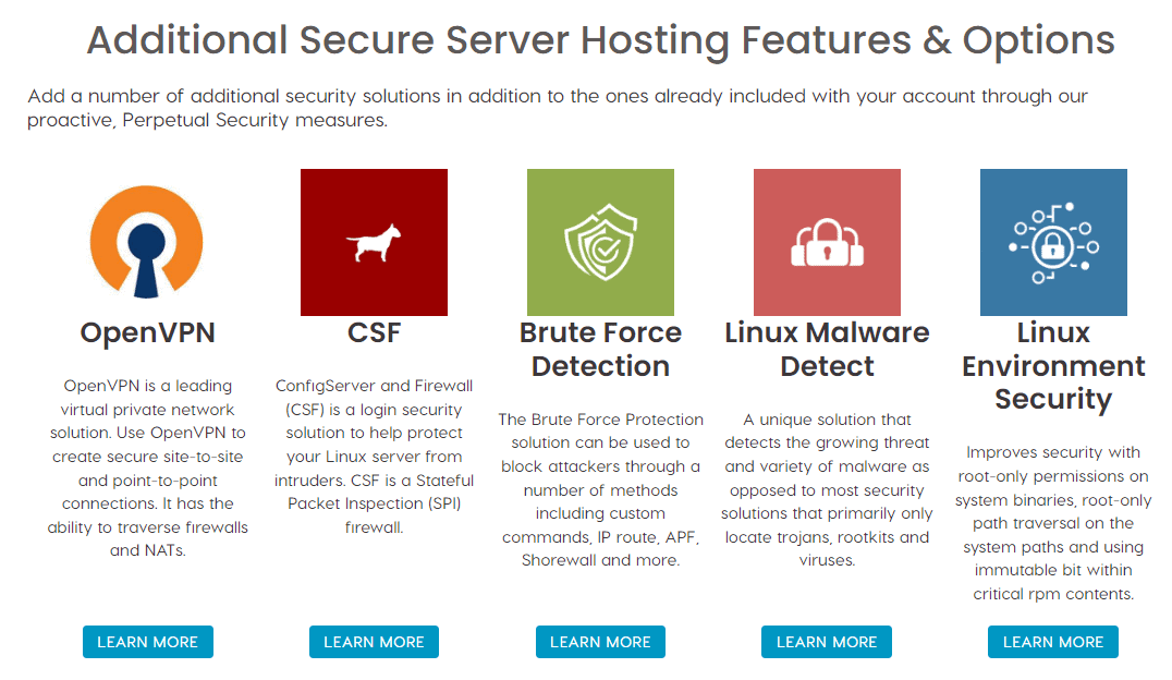 A2 Hosting security add-ons