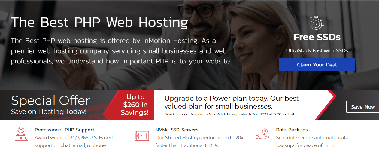 InMotion Hosting PHP hosting features
