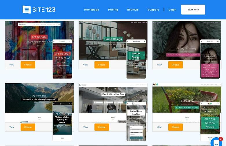 SITE123 template library