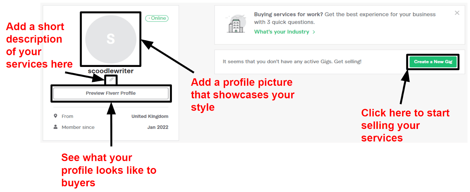 Customizing your Fiverr profile