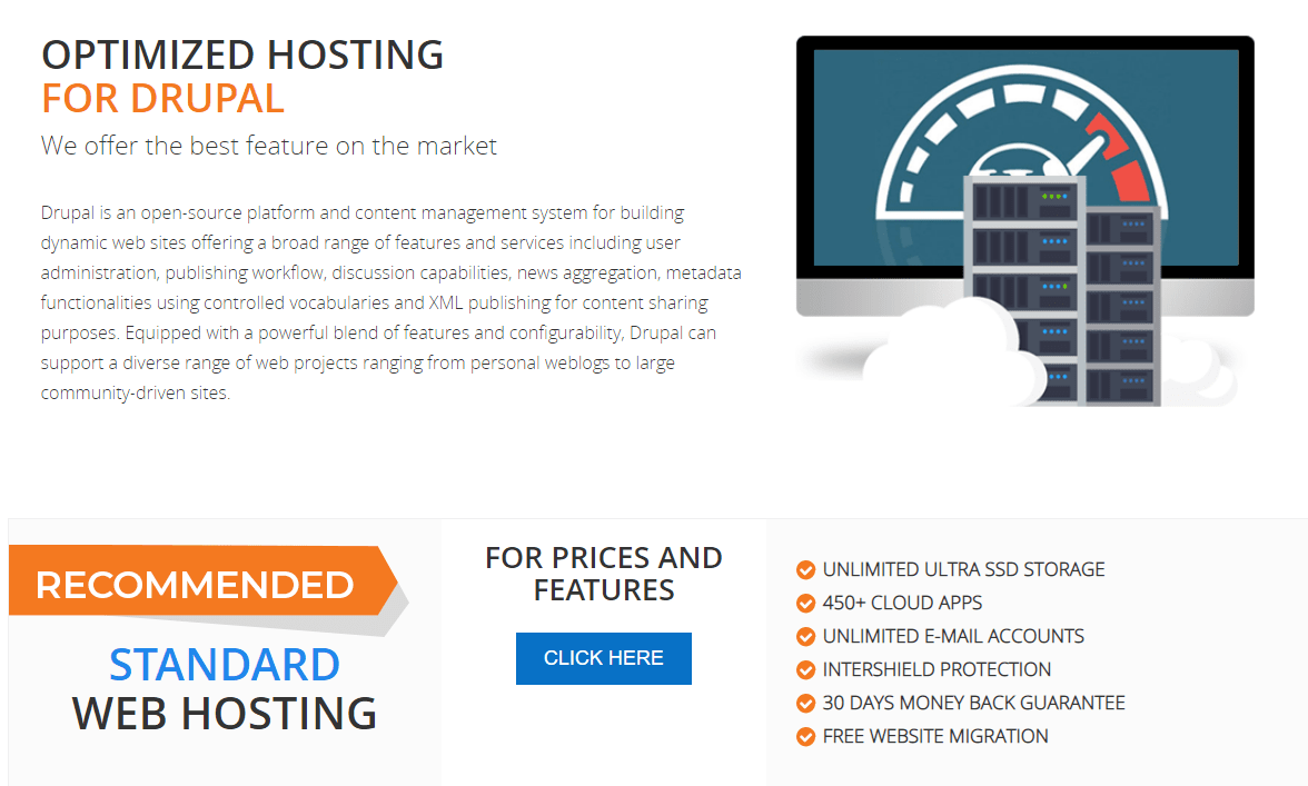 Fitur hosting Drupal InterServer