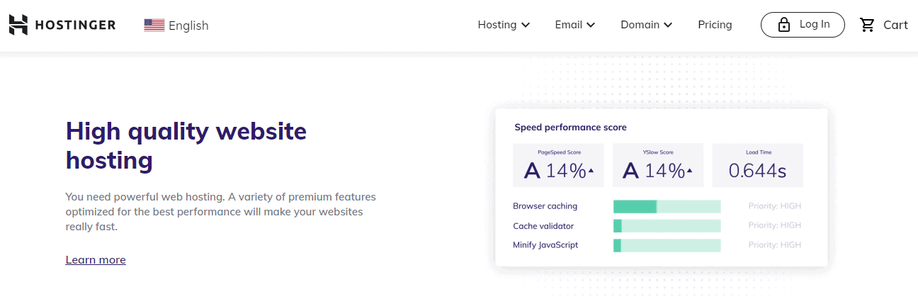 Hostinger optimized web hosting