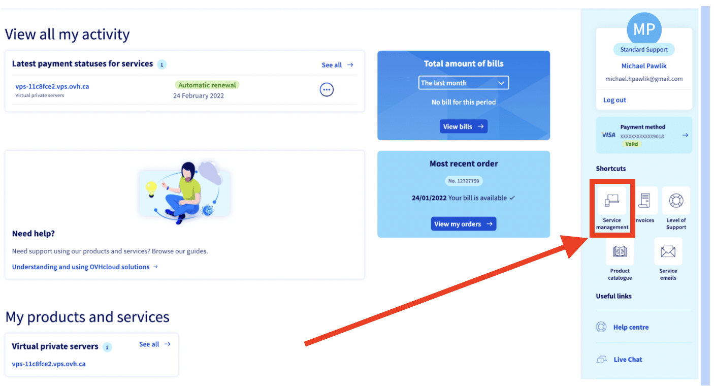 OVH service management