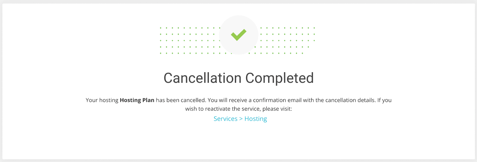 SiteGround, cancellation complete