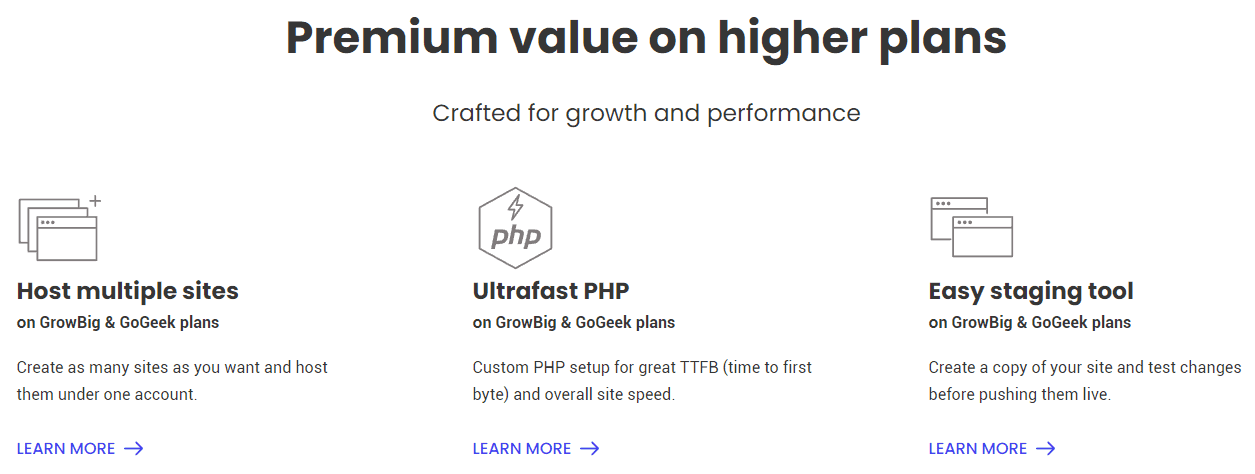 SiteGround high-tier plan features