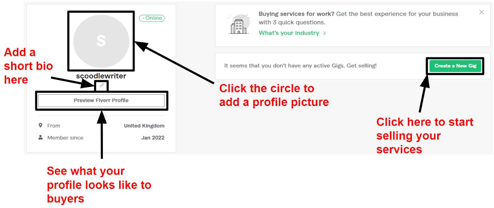 Customizing your Fiverr profile