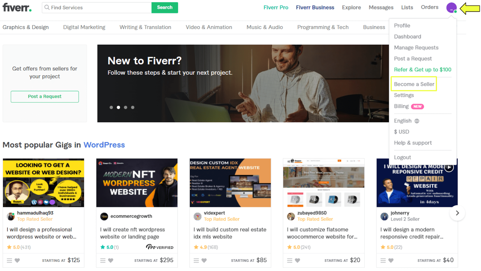 Fiverr become a seller
