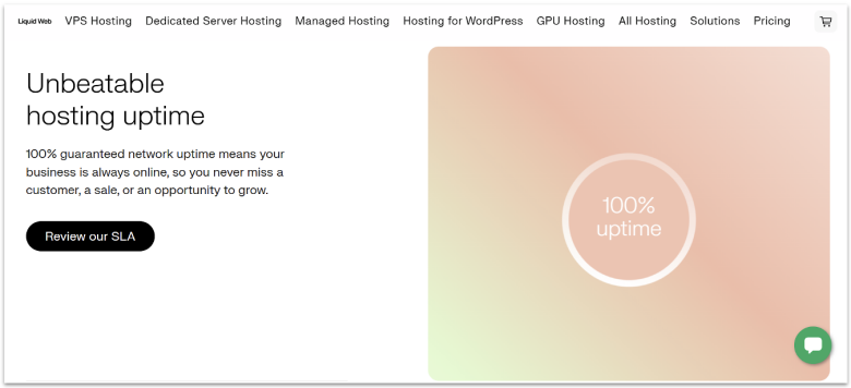 Liquid Web 100% uptime guarantee.