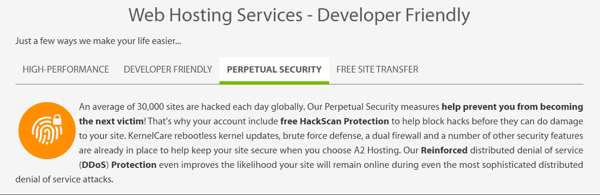A2 Hosting security features