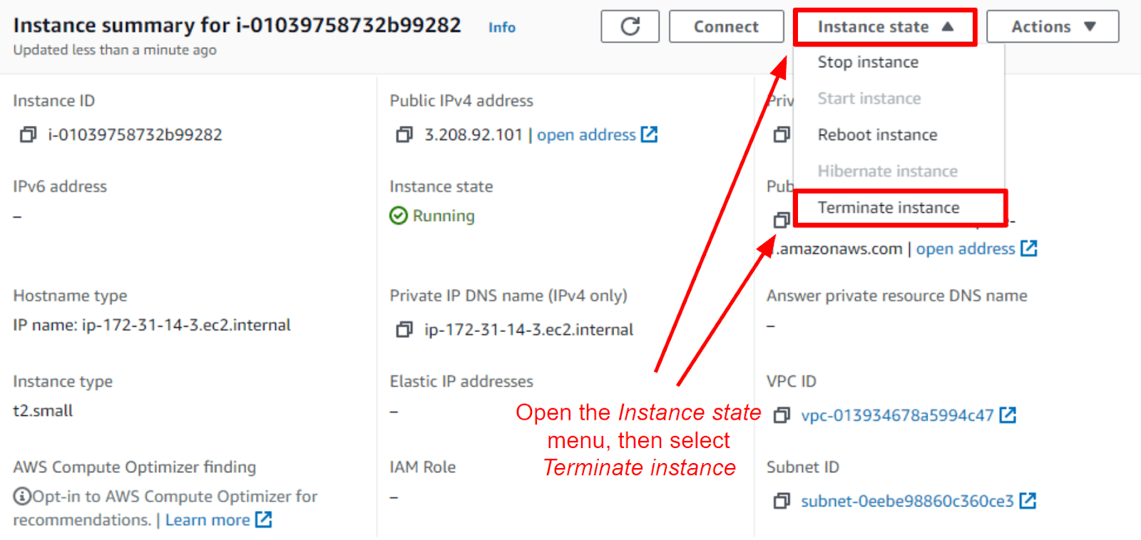 Amazon AWS EC2 instance summary