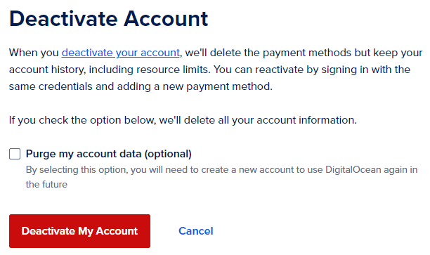 How to Delete Digitalocean Account  