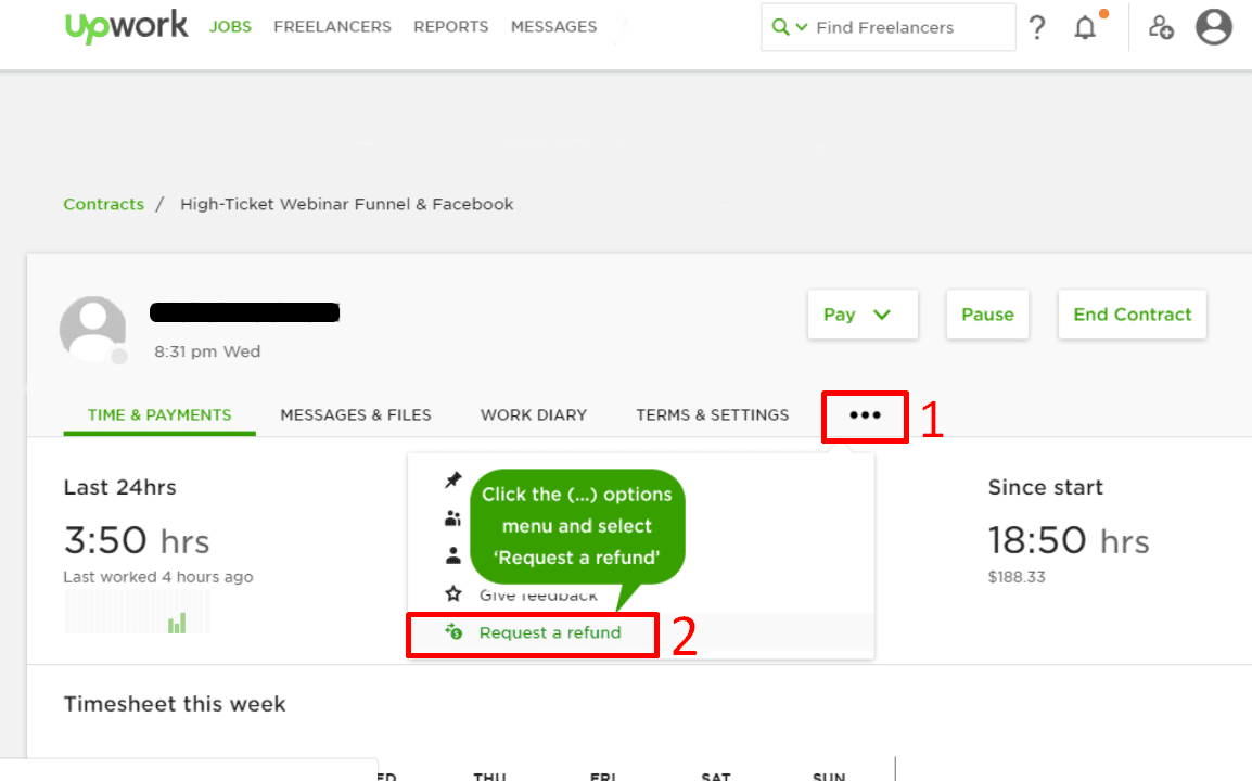 Upwork contract details