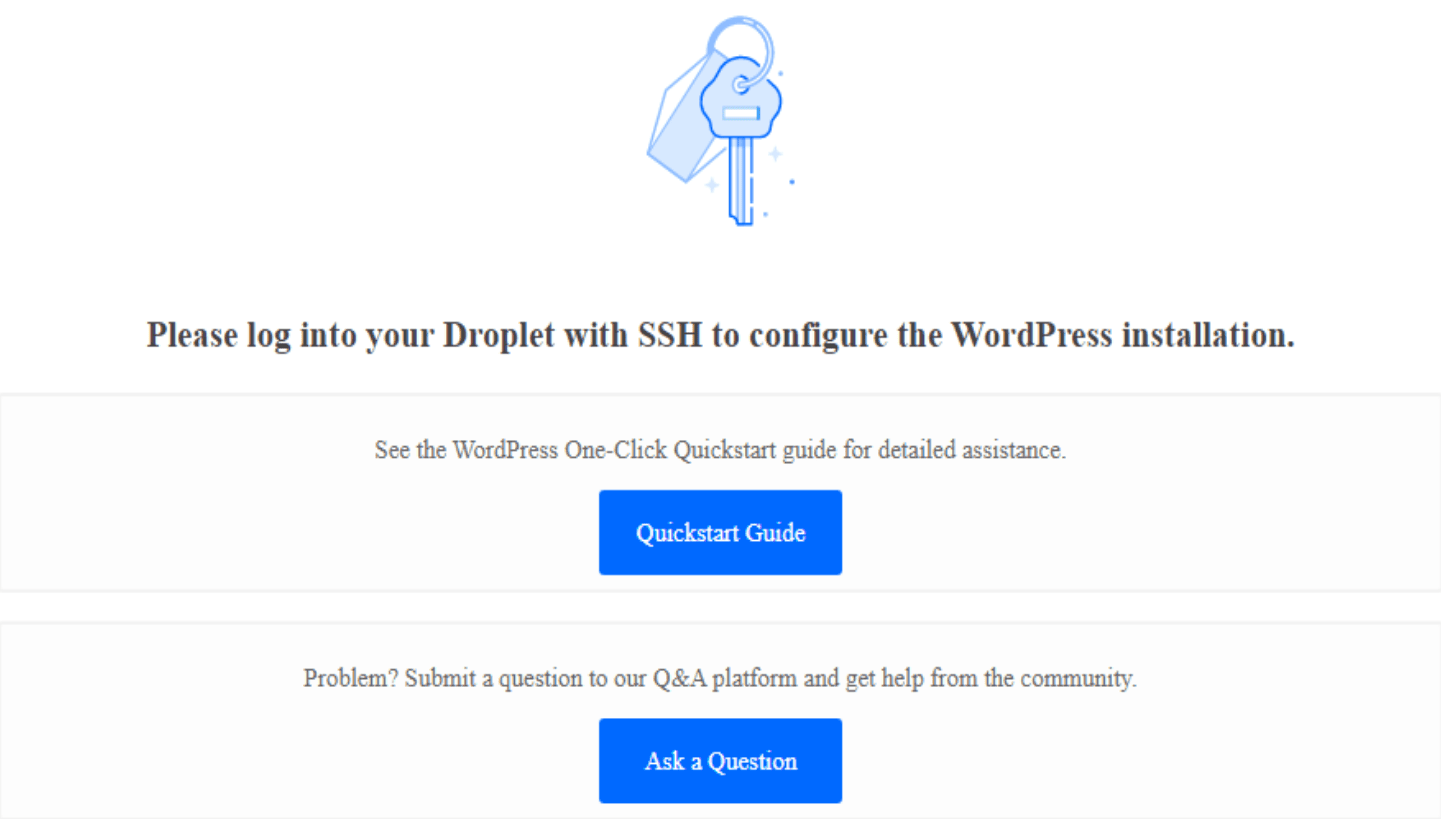 DigitalOcean Droplet placeholder screen