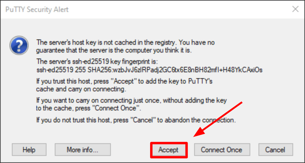 PuTTY security alert