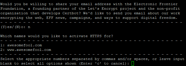 PuTTY SSL configuration screen