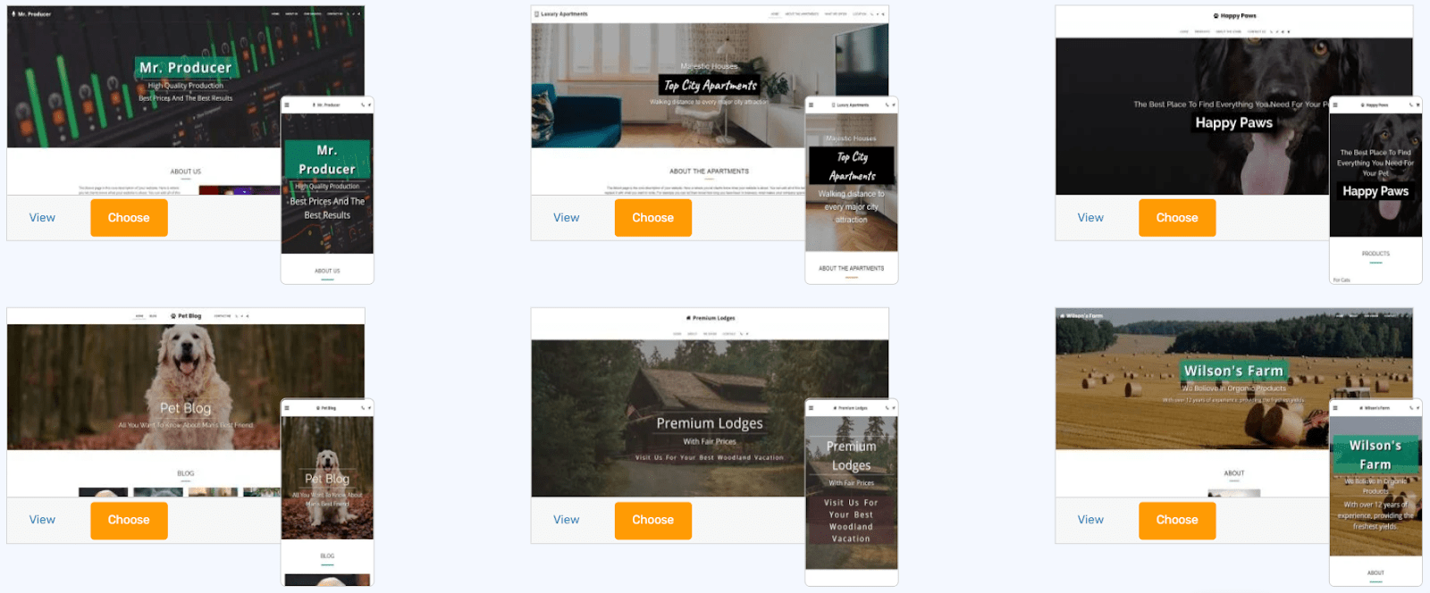 SITE123 templates