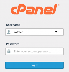 cPanel login page