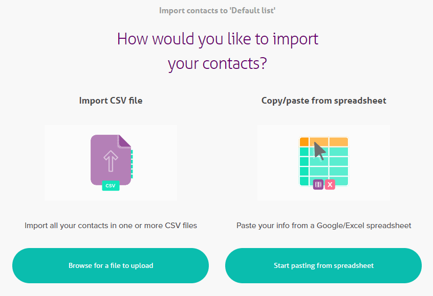 Cakemail importing options