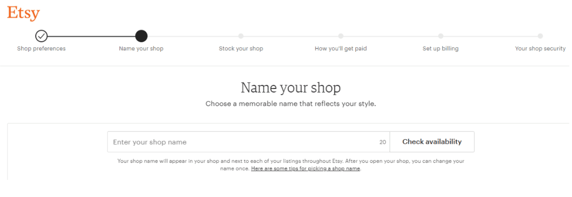 Etsy Signup Process