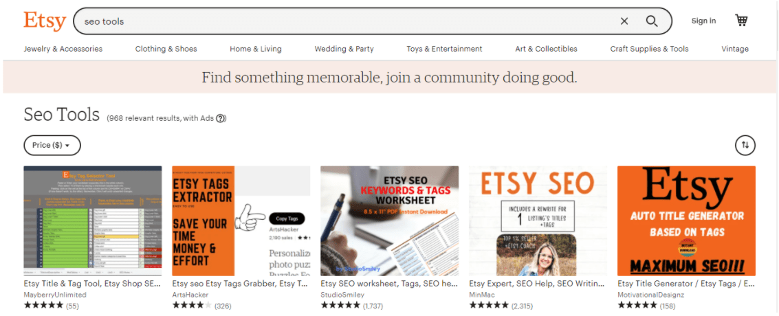 Інструменти SEO Etsy