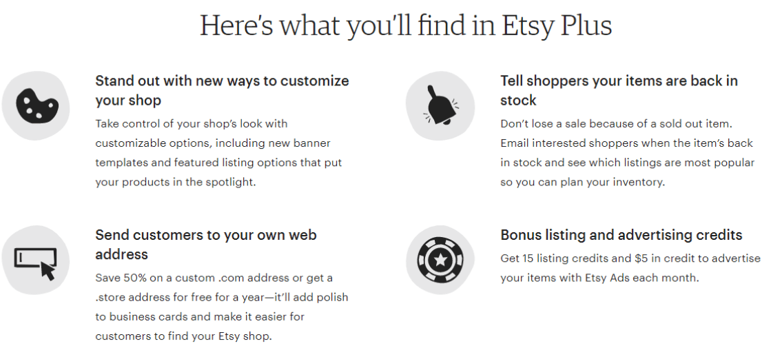 Etsy Plus Features