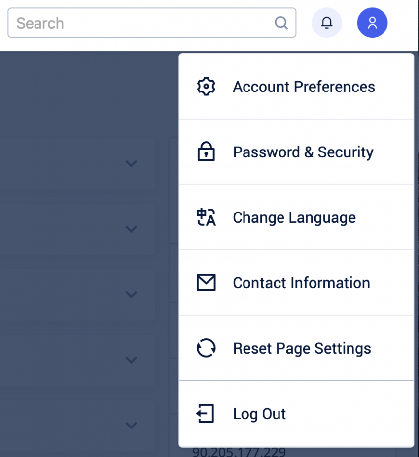 cPanel user menu