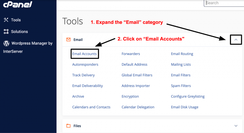 cPanel Email category - Email Accounts