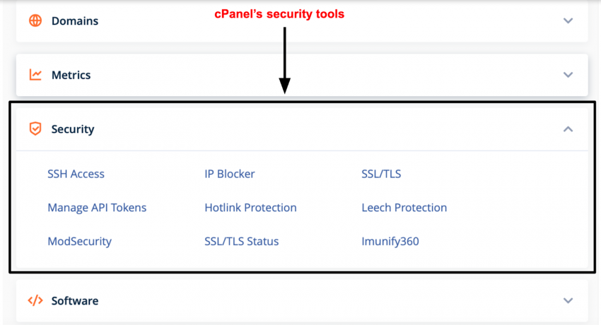 cPanel Security category
