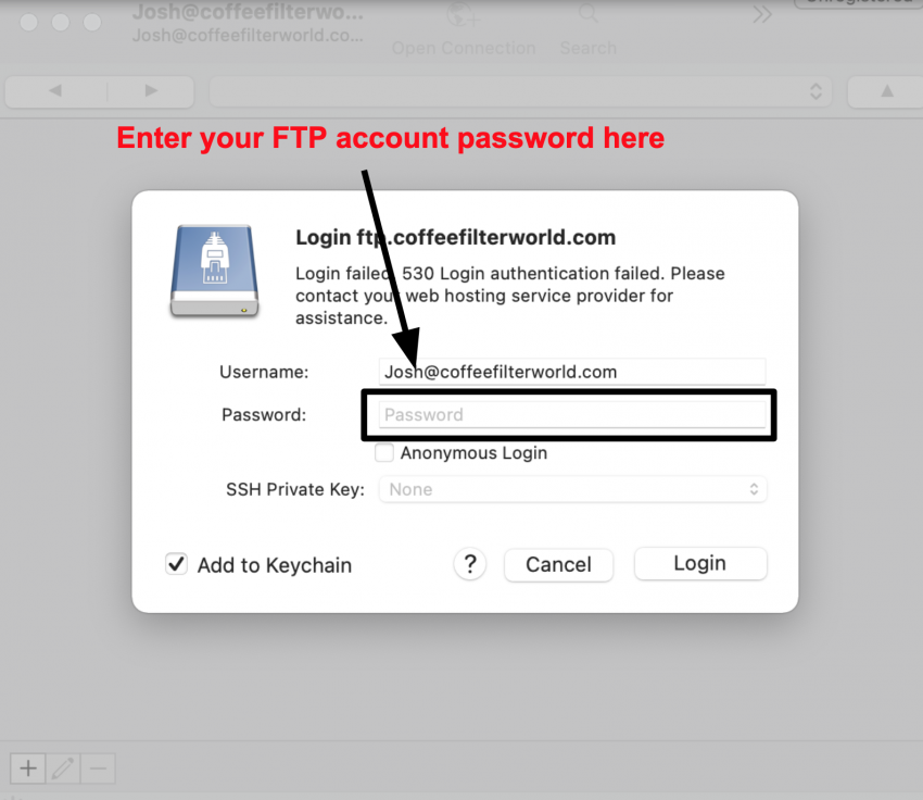 FTP client login