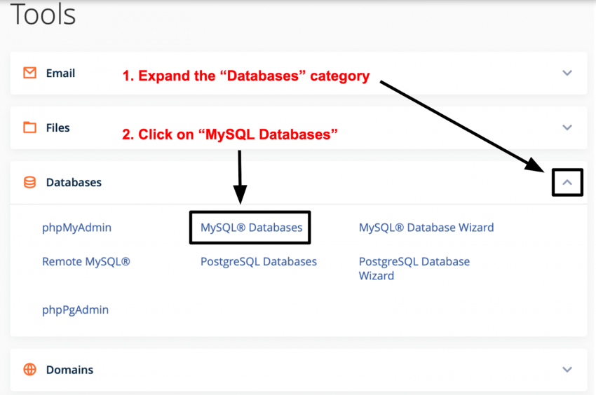 cPanel Databases Category - MySQL Databases