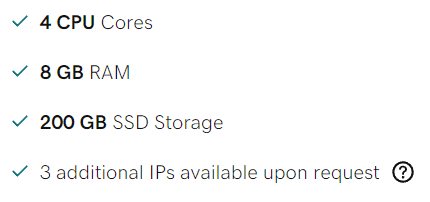 GoDaddy VPS Hosting Standard RAM - 4 vCPU features