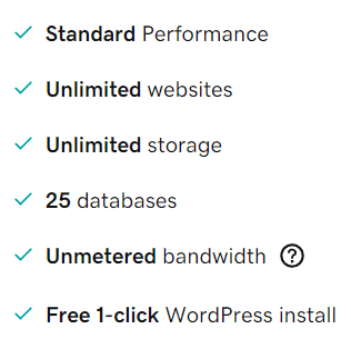 GoDaddy Web Hosting Deluxe plan features