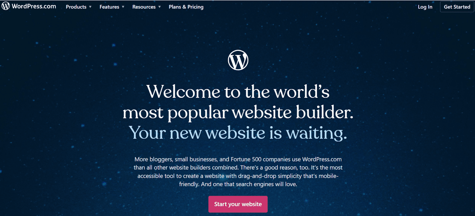 WordPress landing page