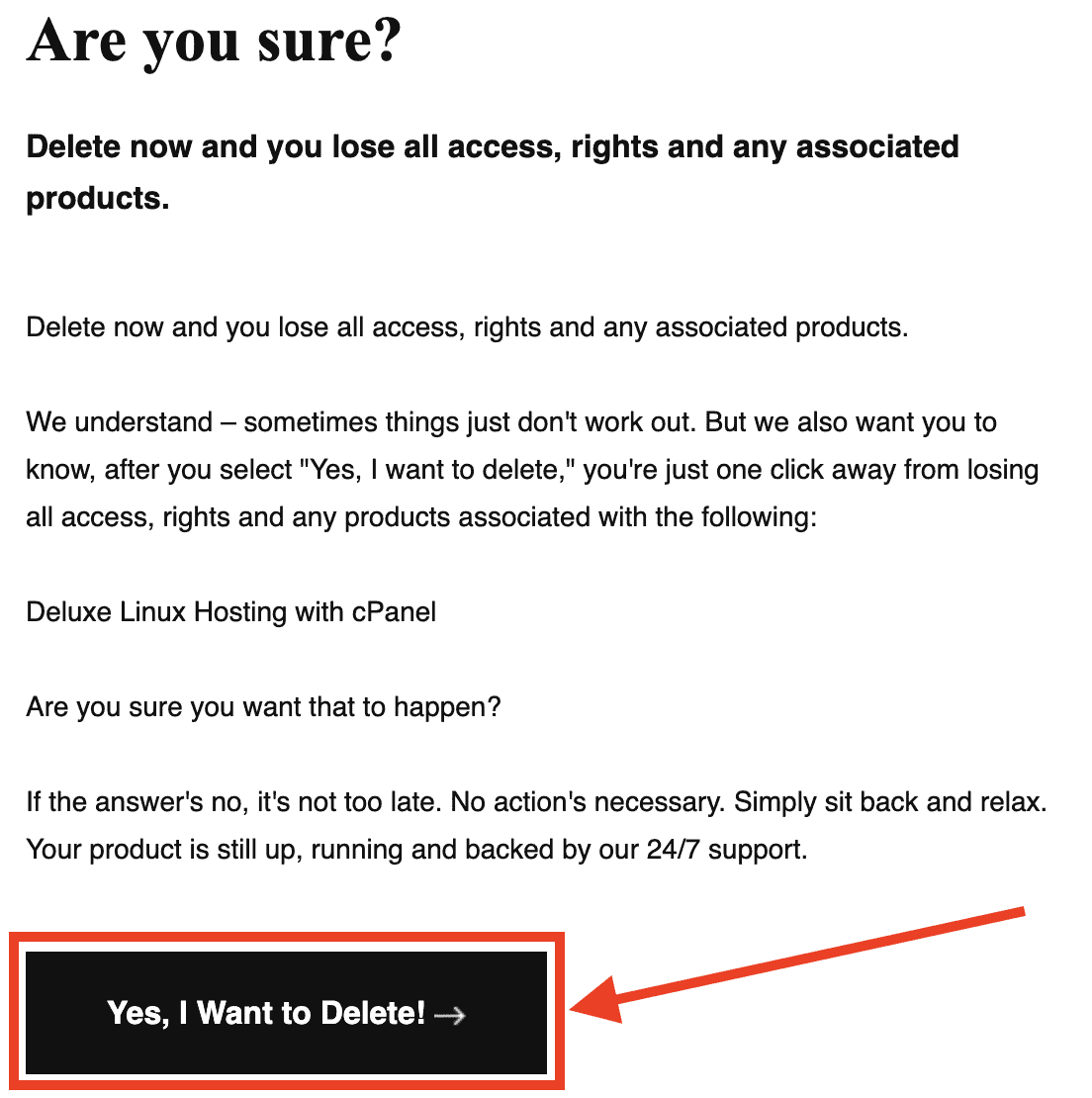 GoDaddy, yes, I want to delete