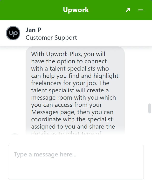 Upwork live chat