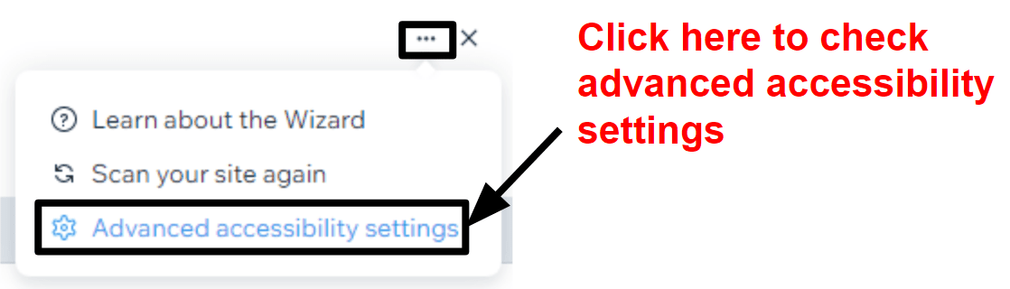 Opening Wix's advanced accessibility settings