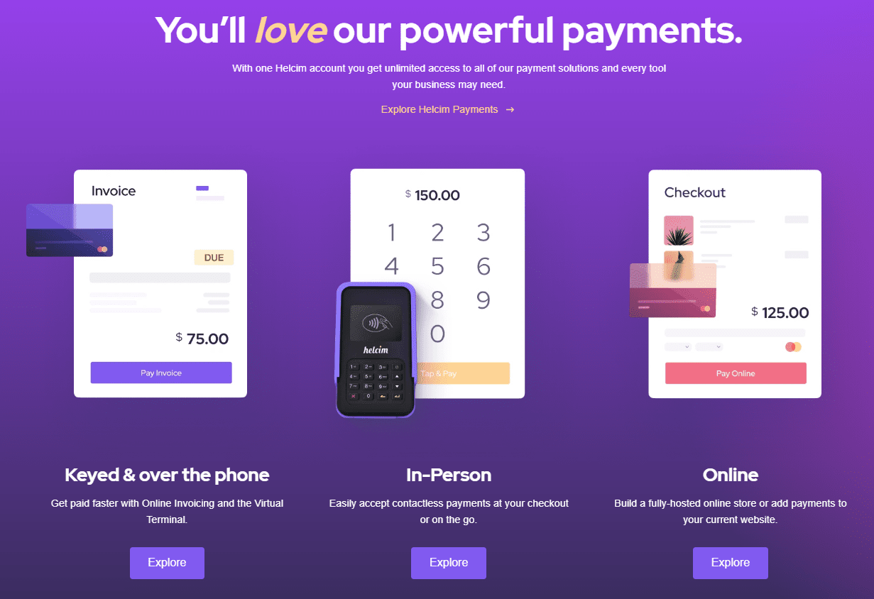 Helcim's payment processing options