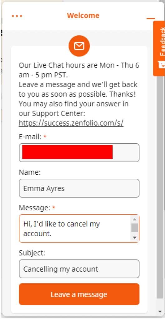 Zenfolio LiveChat