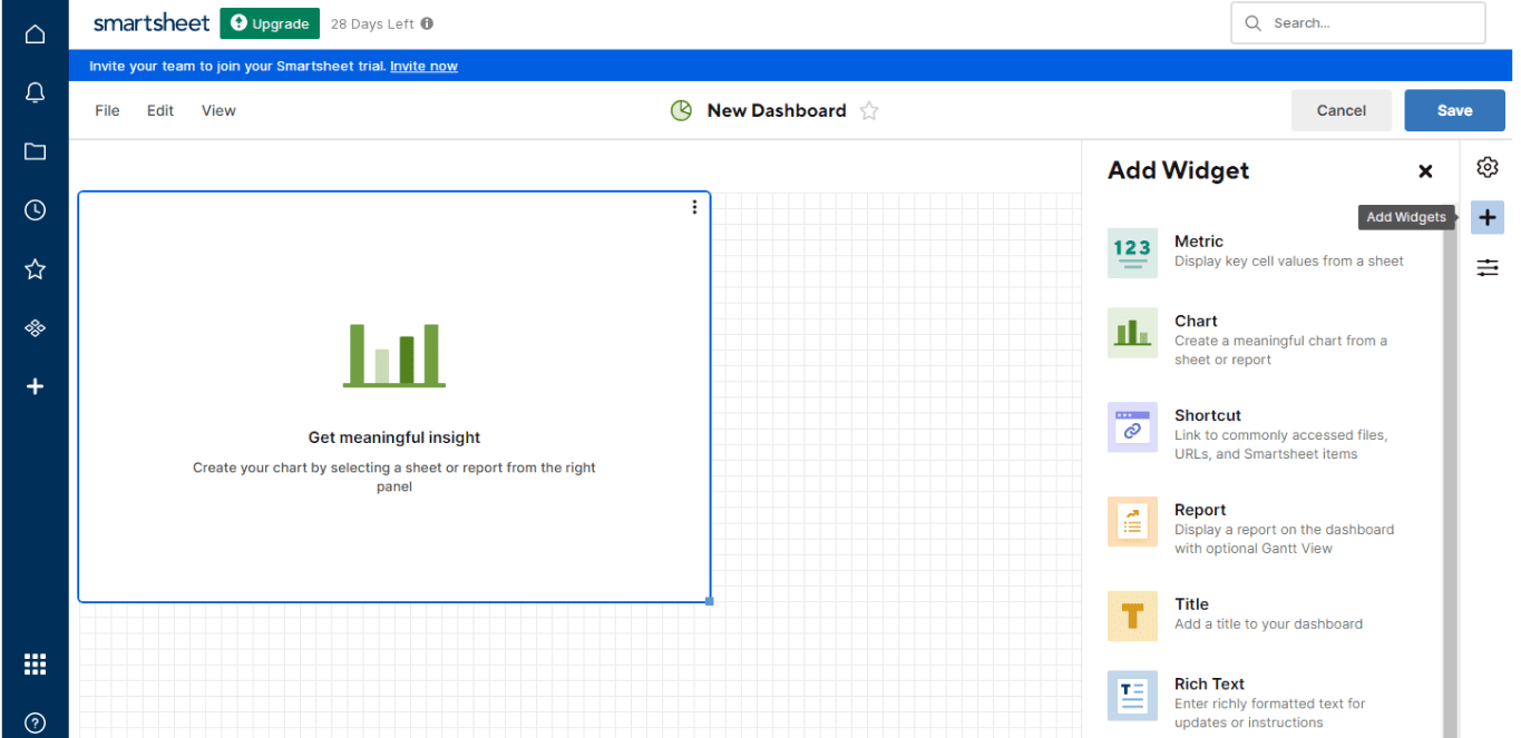 Smartsheet Dasboard