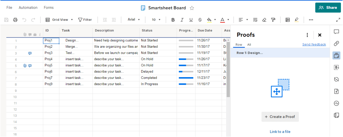 Smartsheet's Proofs Feature