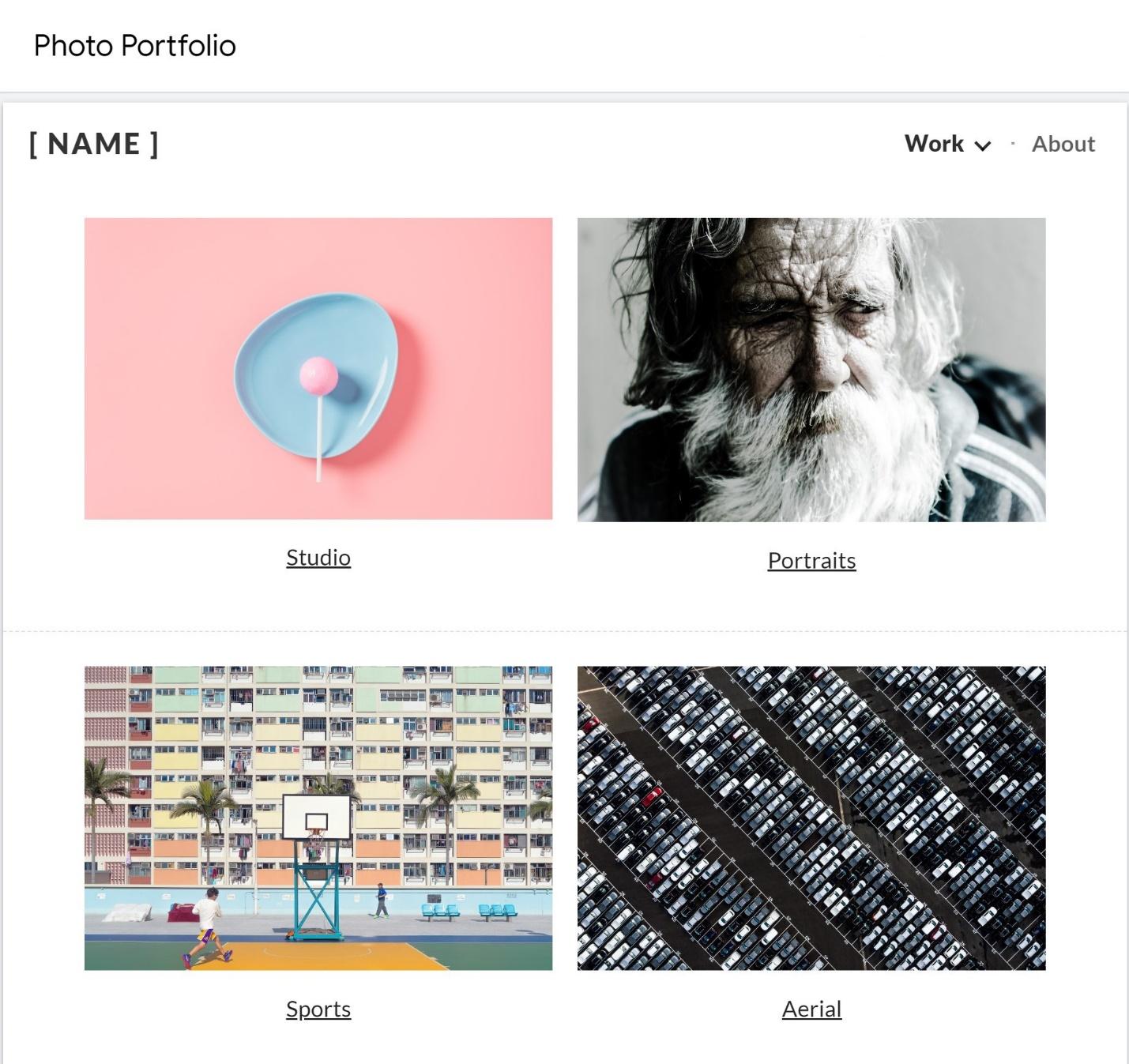 Portfolio Google Sites Templates