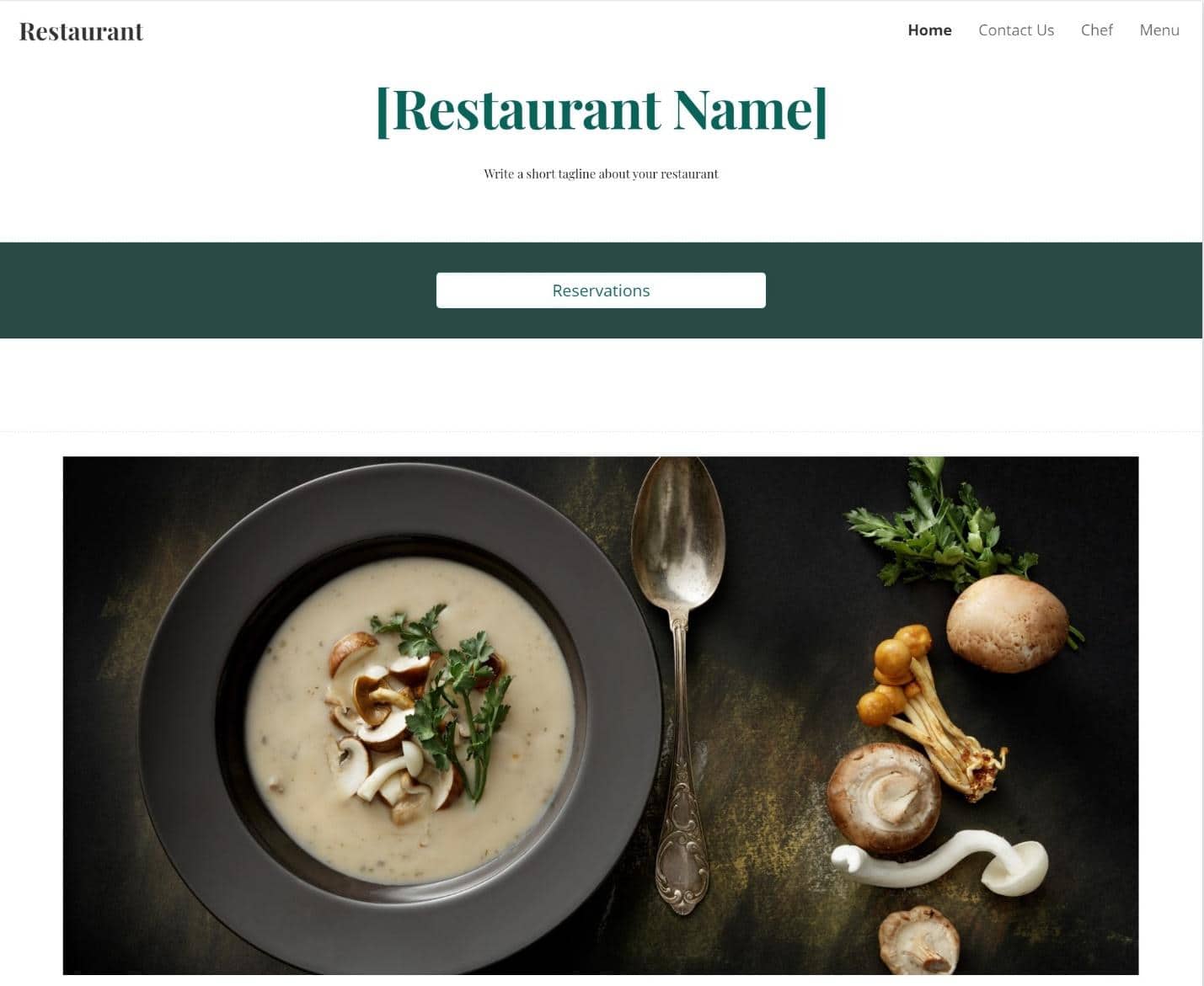 Google Sites Restaurant template