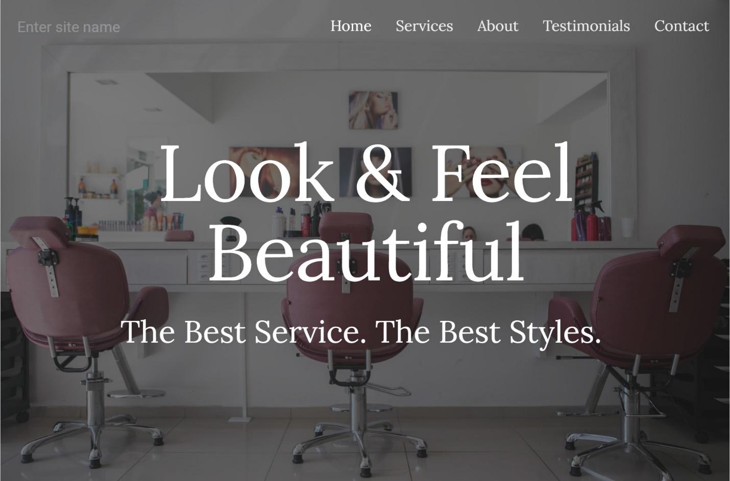 Google Sites Salon template